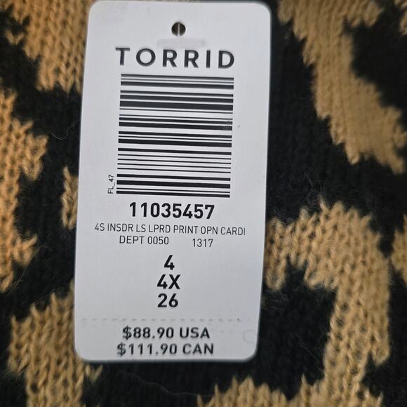 Torrid Insider Long Line Lepard Print Tight Knit Open Cardigan Women's 4-4X NWT - Picture 6 of 6